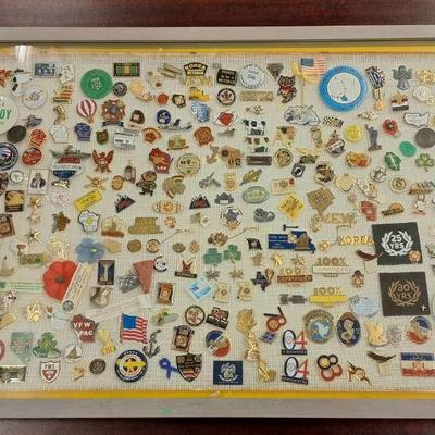 Framed Lot of Veterans - Service and Collector Pins