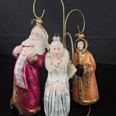 3 Larry Fraga Christmas Ornaments - Dresden Love Collection Poland - Russian Woman- Snow Princess