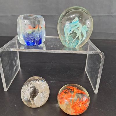 4 Glass Art Paper Weights 