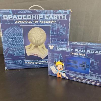 Disney Spaceship Earth Epcot Center and Railroad Tracks
