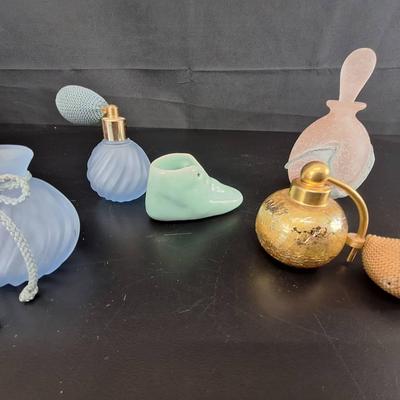 Vintage Collection Perfume Bottles - Vintage Pottery Shoe - Pink/Teal Frosted Hand Blown Taiwan