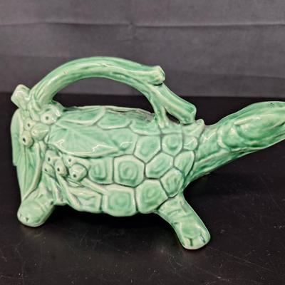 Vintage McCoy Art Pottery Green Turtle Nelson Watering Sprinkler