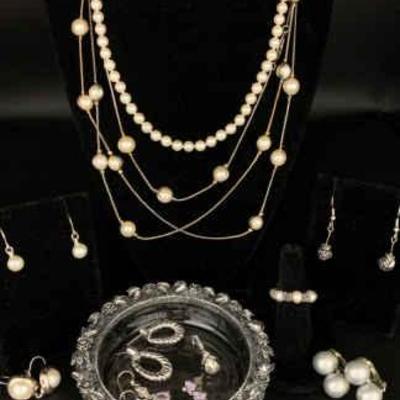 Ct267 rose jewelry dish & costume jewelry