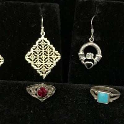 Ct305 silver earrings baby rings