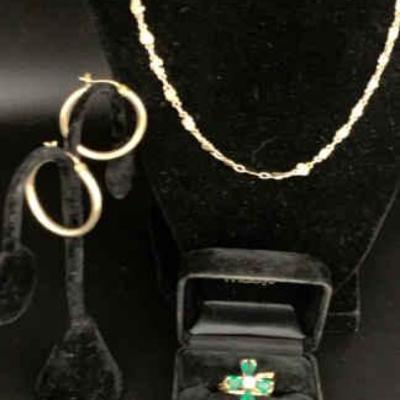 Ct291v gold jewelry green clover