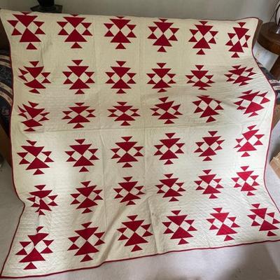 Handmade touching stars or ohio stars pattern quilt