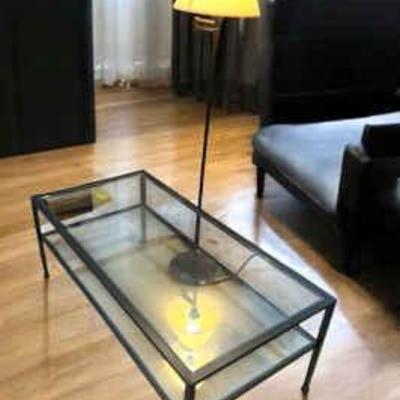 Metal glass top table metal floor lamp