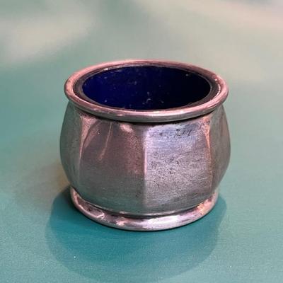 Cobalt glass and sterling silver pot