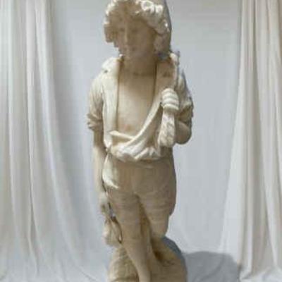 Italian carved marble statue similar to neapolitan fisher boy