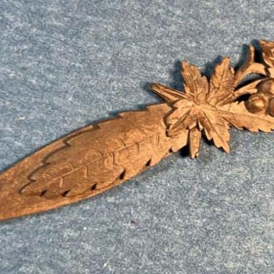 Antique hand carved wooden bookmark