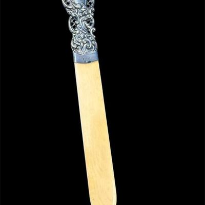 Silver monogrammed repousse victorian era letter opener