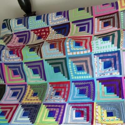 Handmade log cabin quilt