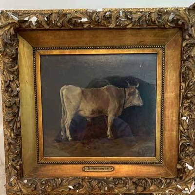 Edmund mahlknecht 1820 1903) original painting of a bull