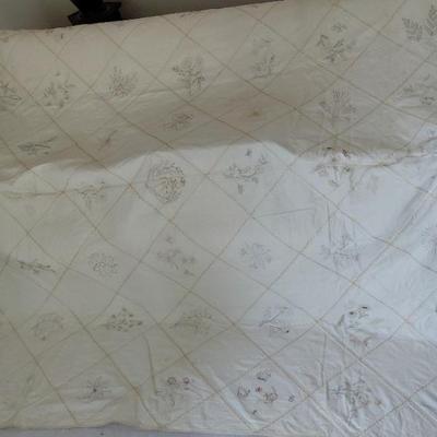 Handmade embroidered coverlet