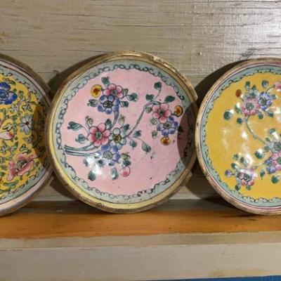 Three copper cloissone dishes chinese qing dynasty