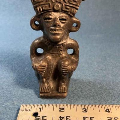 Mesoamerican hand carved stone statue figure