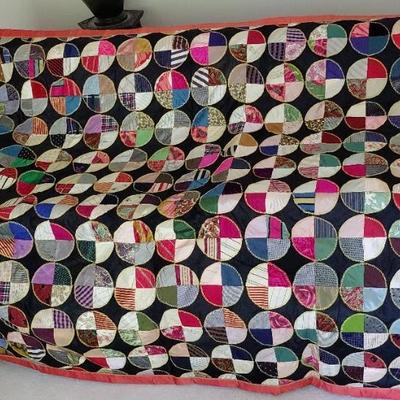 Handmade snowball crazy quilt