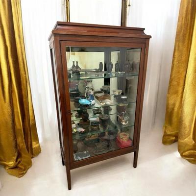 Mahogany glass vitrine display cabinet