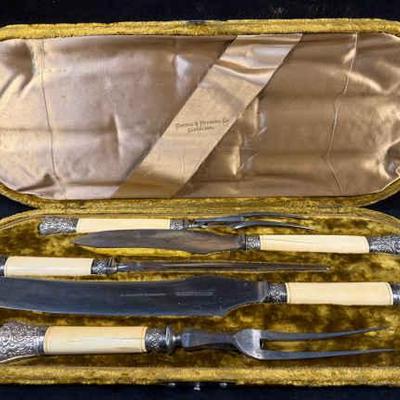 19thc harrison bros howson five piece carving set