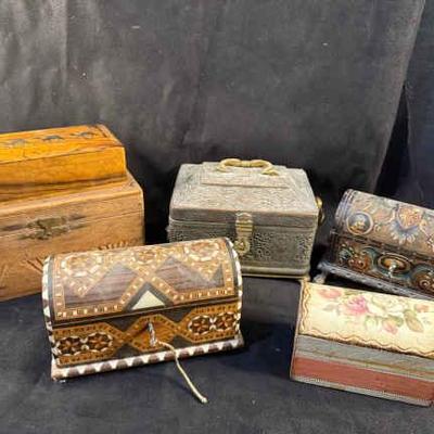 Variety of vintage collectible boxes