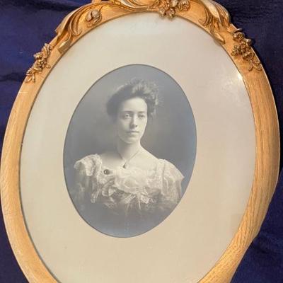 Antique gilded plaster frame portrait