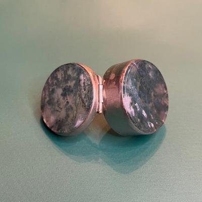 Moss agate pillbox