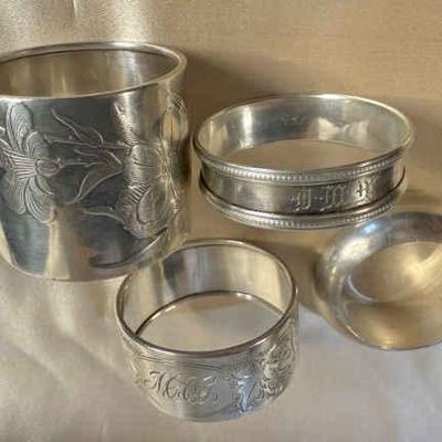Sterling monogrammed napkin rings