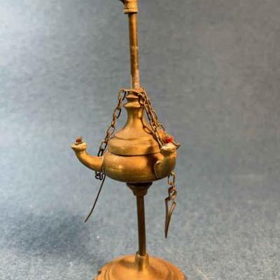 Antique brass lucerna oil lamp