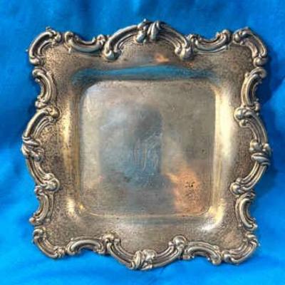Sterling monogrammed square dish