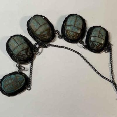 Egyptian necklace with turquoise scarab pendants