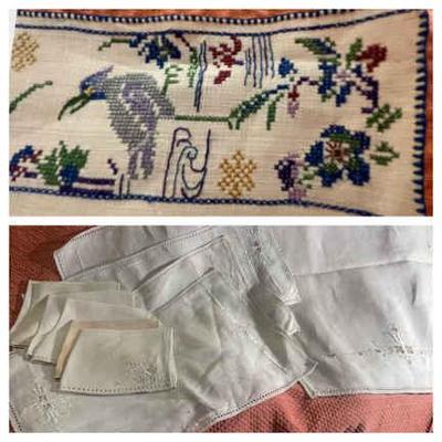 Handmade lace and embroidered linens