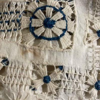 Blue and white vintage linens handmade