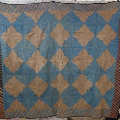 Antique quilt log cabin pattern with stripes