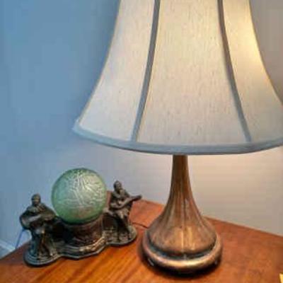 Metal lampsart deco harlequin jester, & handel base signed