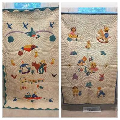 The sweetest pair of vintage juvenile quilts