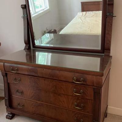 Flame mahogany dresser with tilt mirror