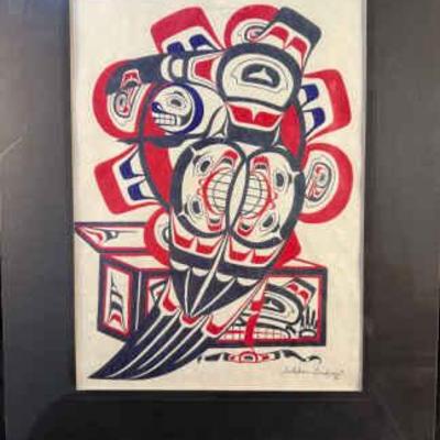 Gretchen lindquist signed acrylic raven sun & moon