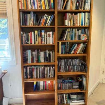 Oak double bookcase books included