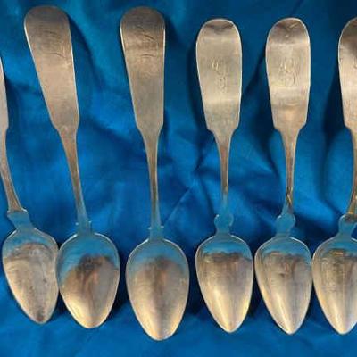 Monogramed nickel silver serving spoons