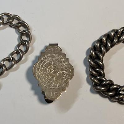 Sterling silver money clip and bracelets unknown material