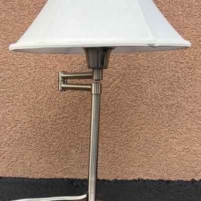 Heavy Stainless Adjustable Swing Arm Table Lamp With Shade