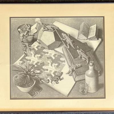 M.c. Escher Retiles Print With Glass Front Frame 