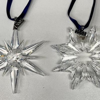  (2) Swarovski Crystal 2003 And 2005 Snowflake Holiday Ornaments 