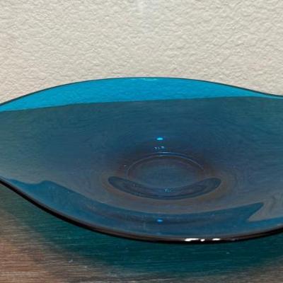 Mid Century Modern Viking Glass Epic Bluenique Oblong 1 7Inch Console Bowl 