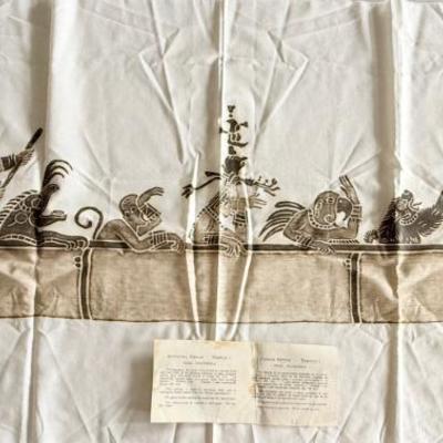 Mythical Canoe Temple One Takil Guatemala Rubbing On Material With Paperwork