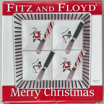Fitz And Floyd Merry Christmas 9 Piece Appetizer Set