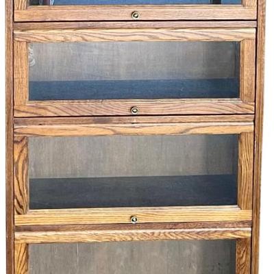 Vintage Oak 1-piece Glass Front Barrister Cabinet 