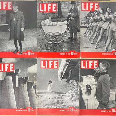 (6) 1936 Time Life Magazines - November & December 