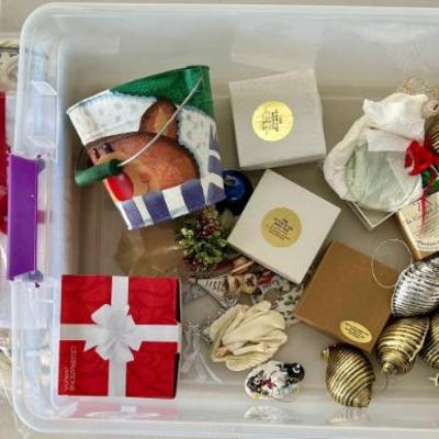 Christmas Ornaments And Linens - Mikasa Crystal Treat Box, Heart Of Iowa, Sea Shells, Byers Choice, And More