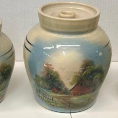 (3) Vintage And Antique Lidded Stoneware Jars - Casey Pottery, Yesteryears, & E.p. Pottery 
